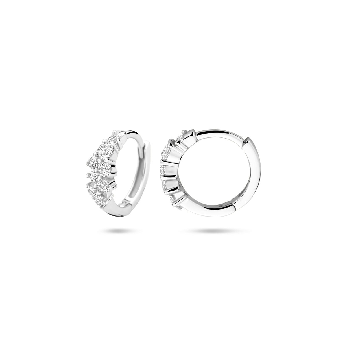 Zilveren gerhodineerde klapoorringen zirkonia 13 mm - 1340812