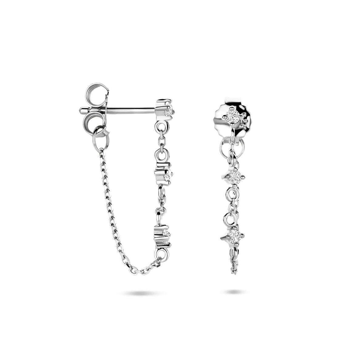 Zilveren gerhodineerde oorhangers zirkonia 23 mm - 1341002