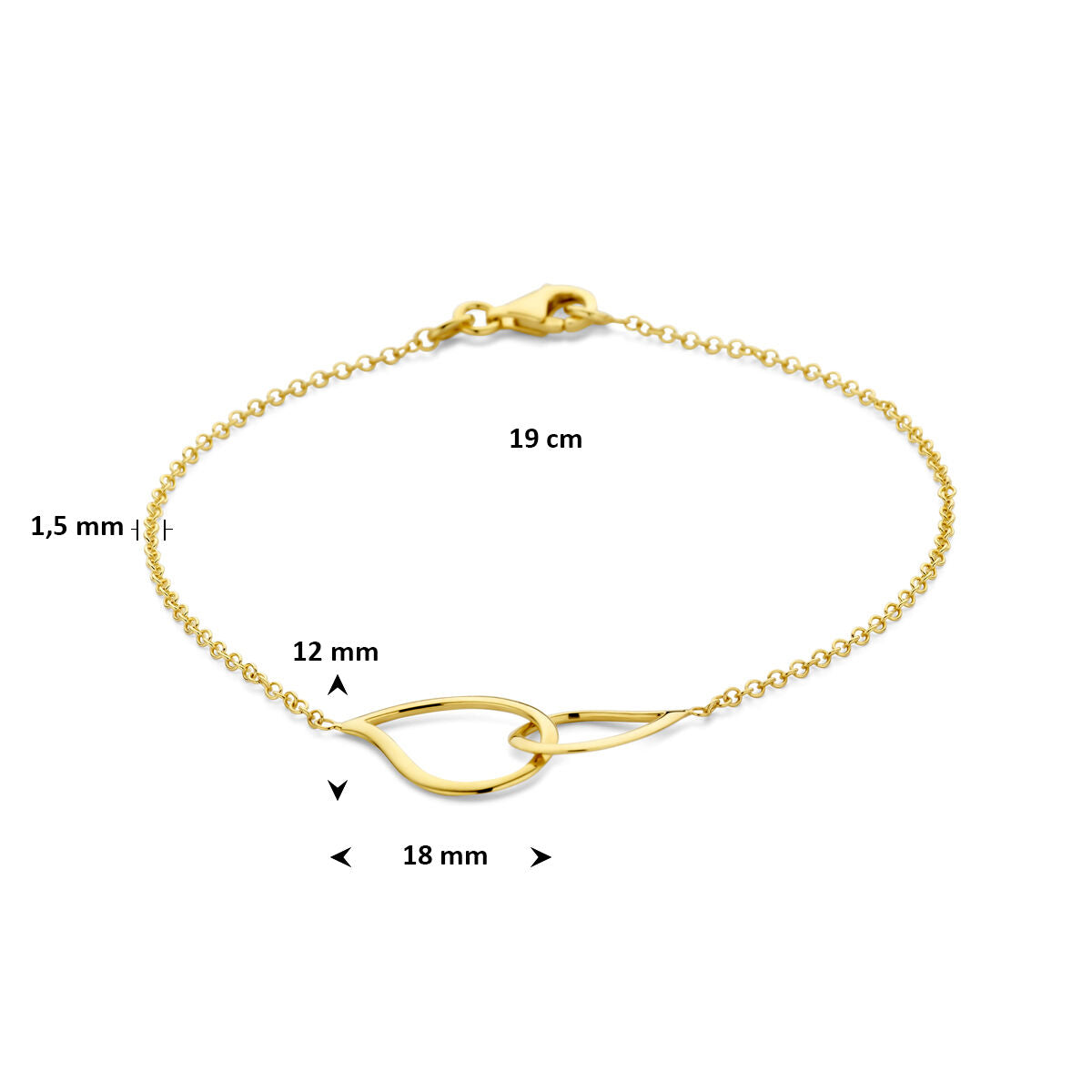 Fantasy Collection Armband druppel 19 cm 14K geelgoud