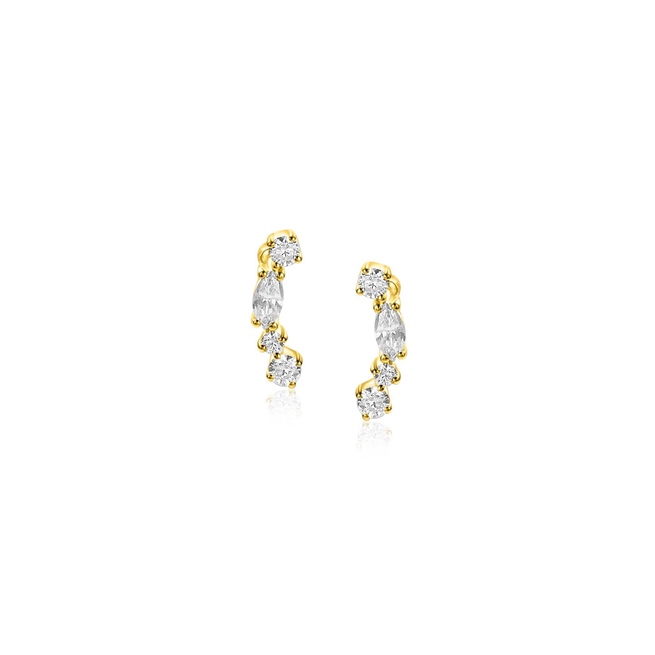 ZINZI 14K Gouden Oorknoppen met Witte Zirkonia ZGO464 oorbellen