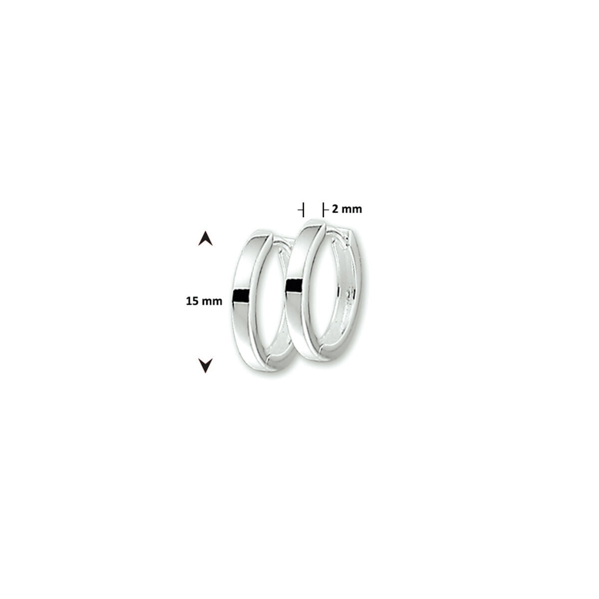 Fantasy Collection Oorbellen 2 mm vlak zilver