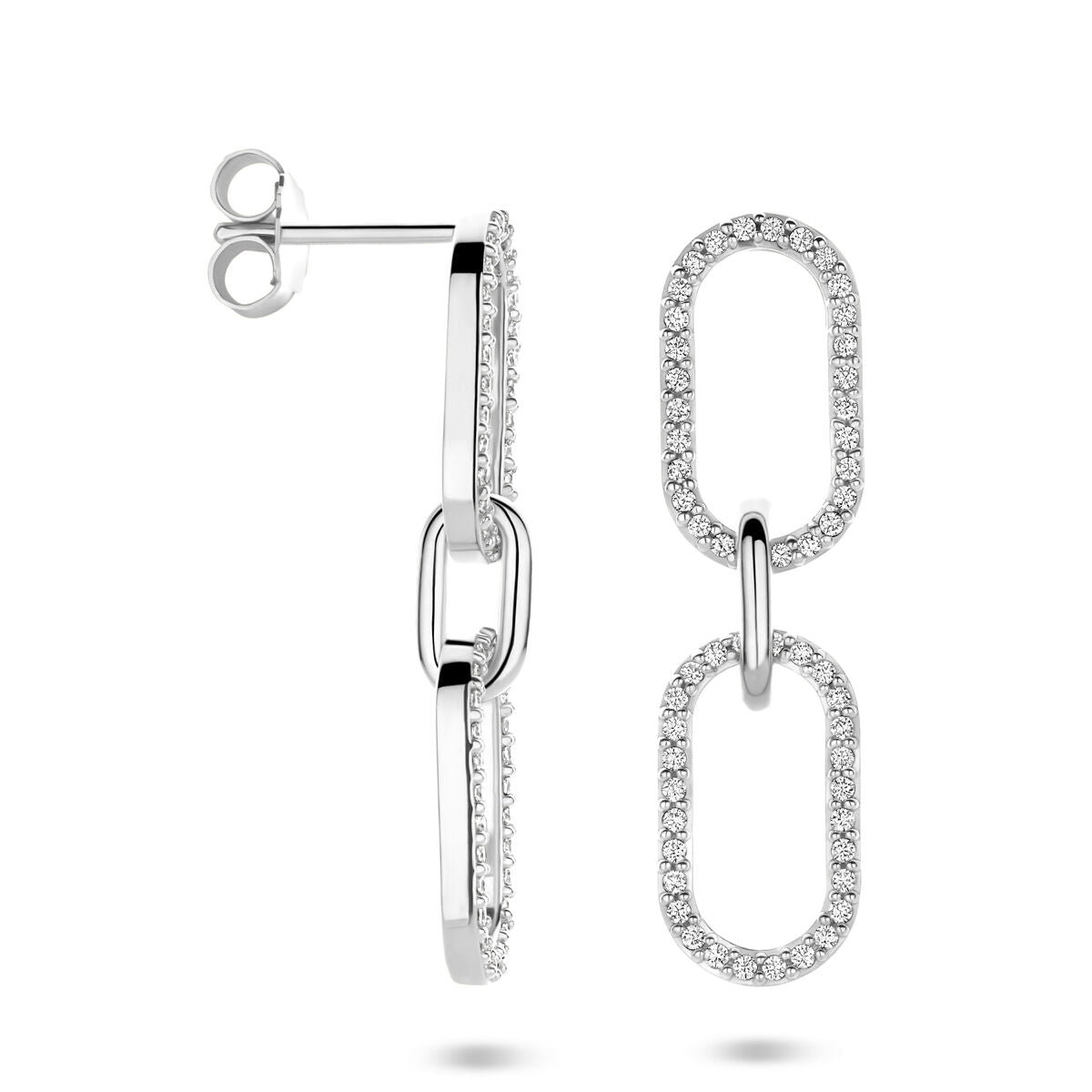 Zilveren gerhodineerde oorhangers zirkonia 33 mm - 1340973