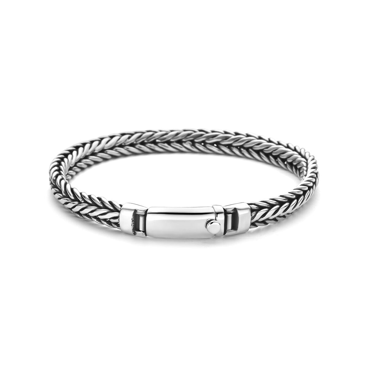 Fantasy Collection Armband oxi vossestaart 7 mm zilver geoxideerd