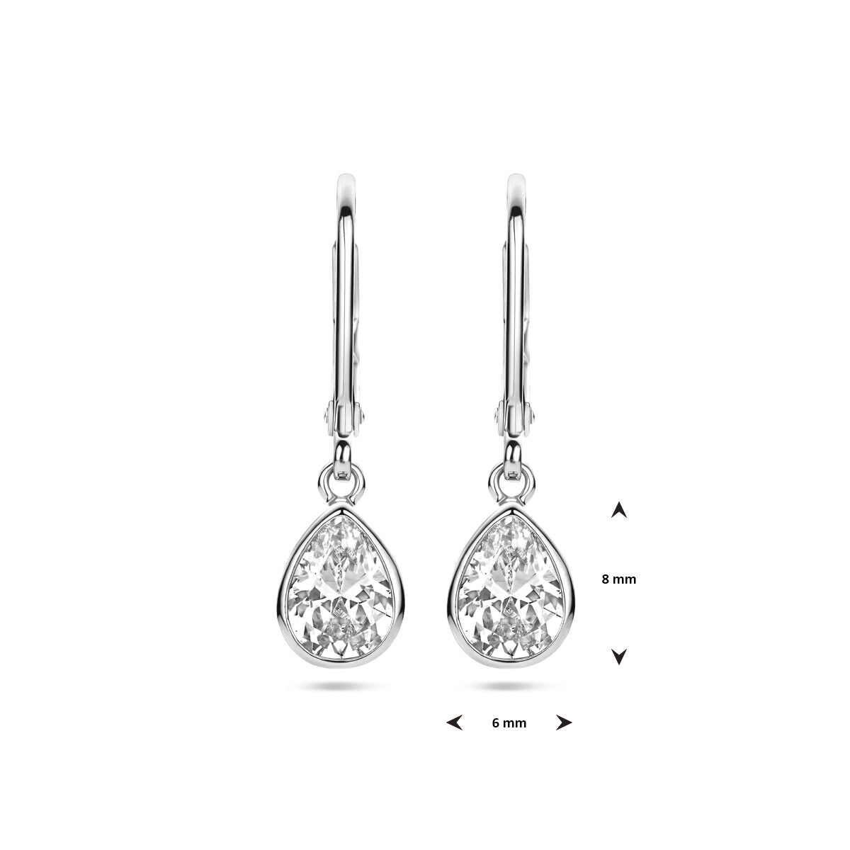 Fantasy Collection Hangende oorbellen zirkonia brisure haak zilver