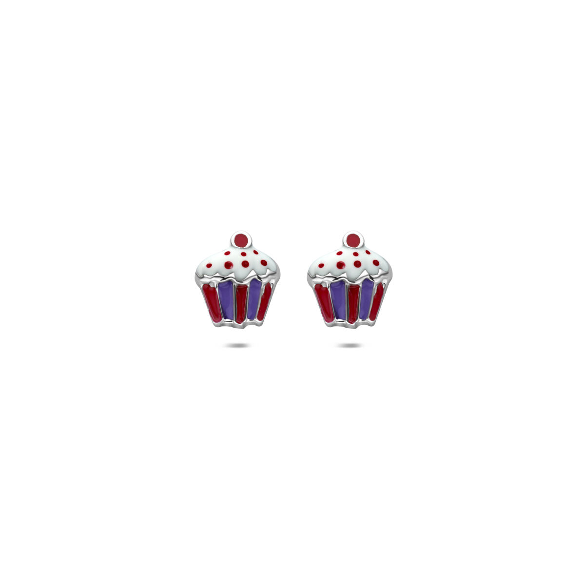 Zilveren gerhodineerde oorknoppen cupcake 7,5 mm - 1341853