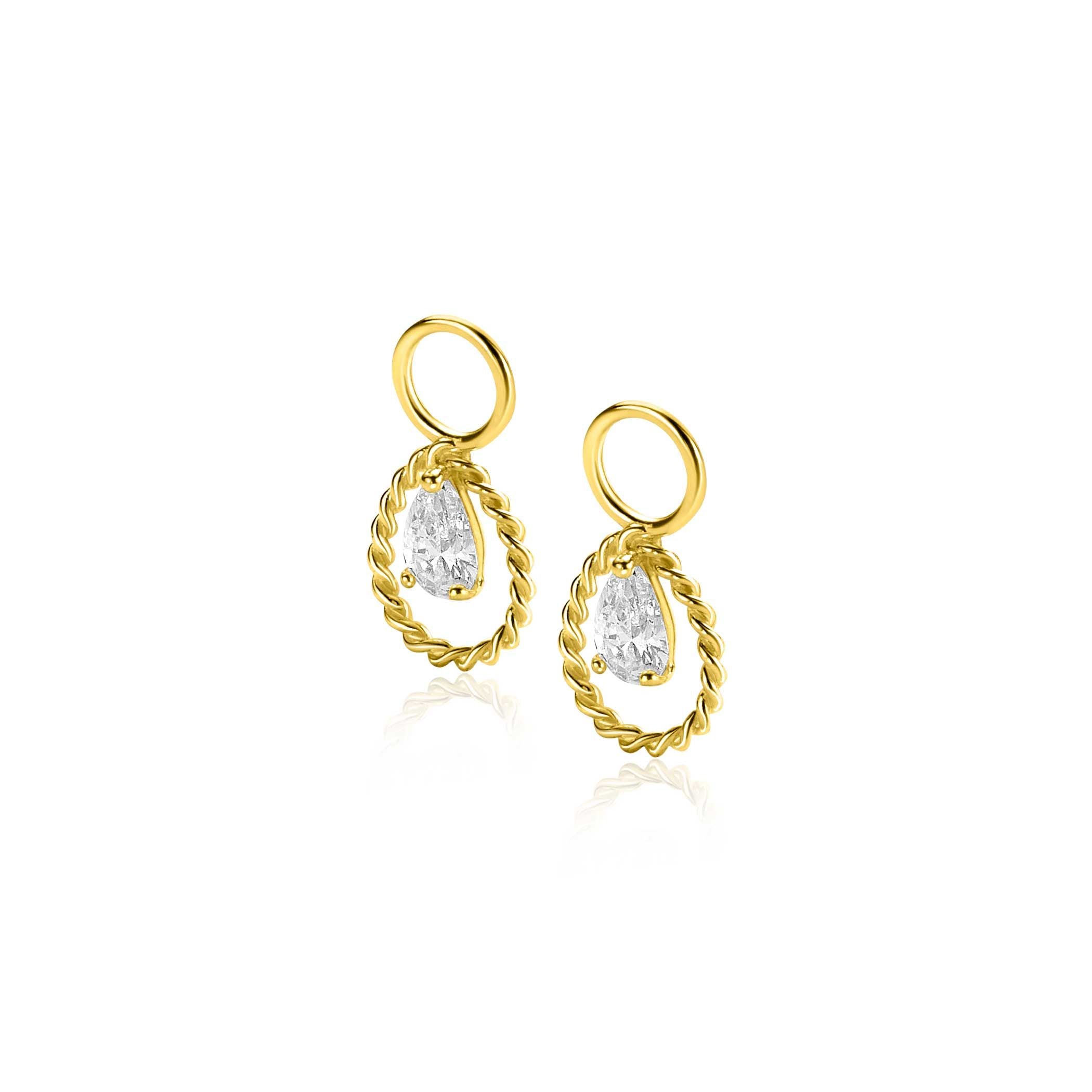 ZINZI 14K Gouden Oorbedels met Witte Zirkonia ZGCH478