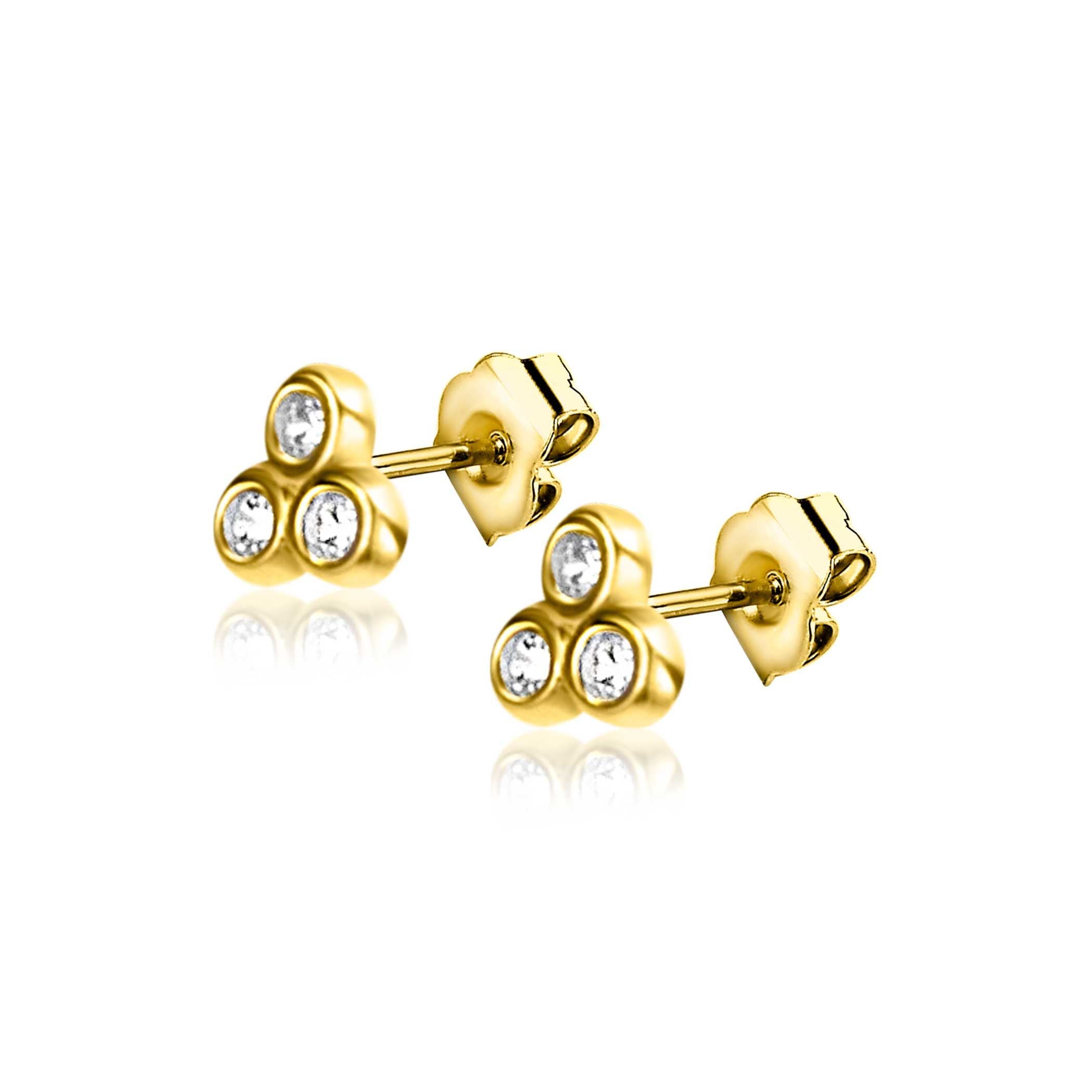 ZINZI 14K Gouden Oorknoppen met Witte Zirkonia ZGO412 oorbellen