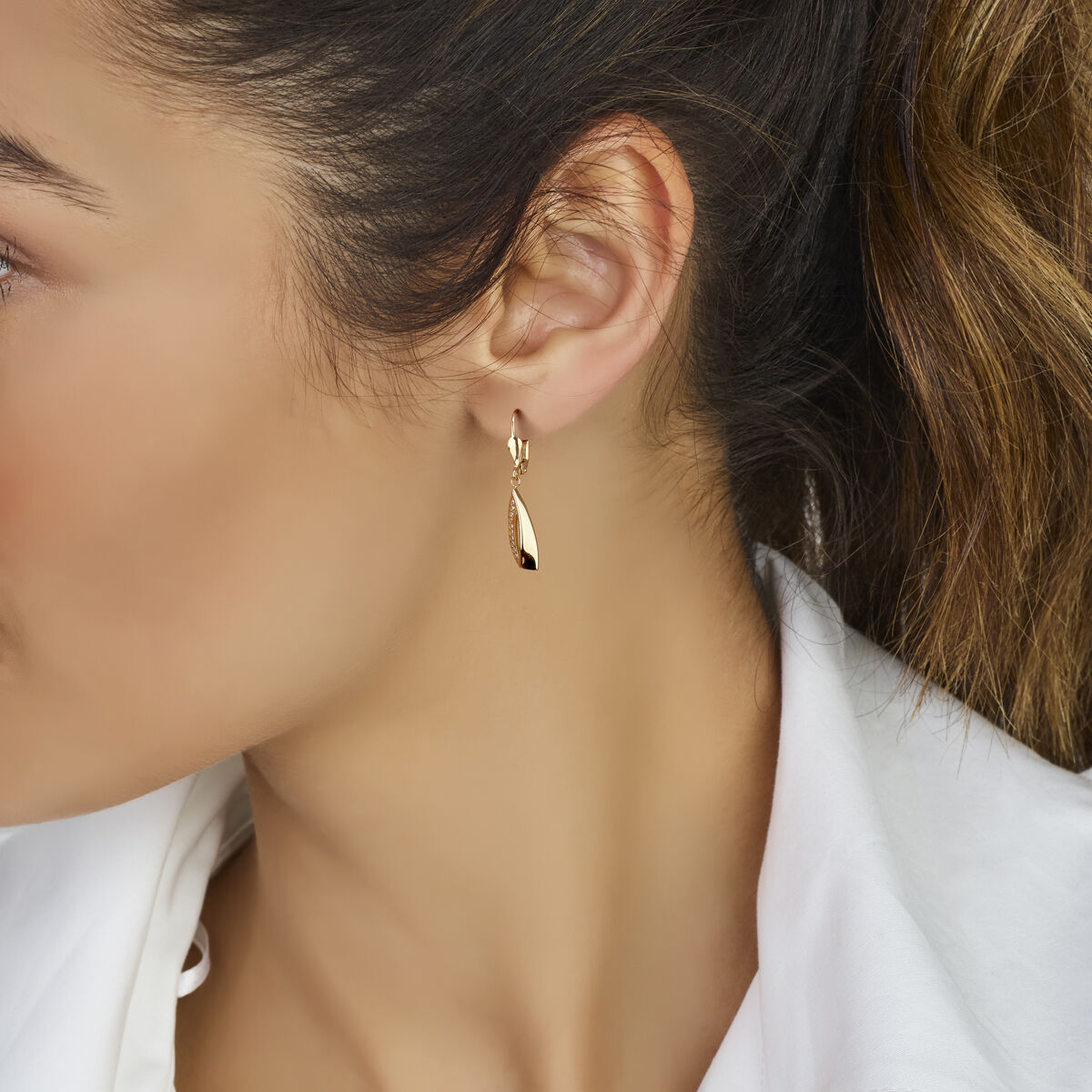 14K geelgouden oorhangers zirkonia brisur haak 33 mm - 4033655