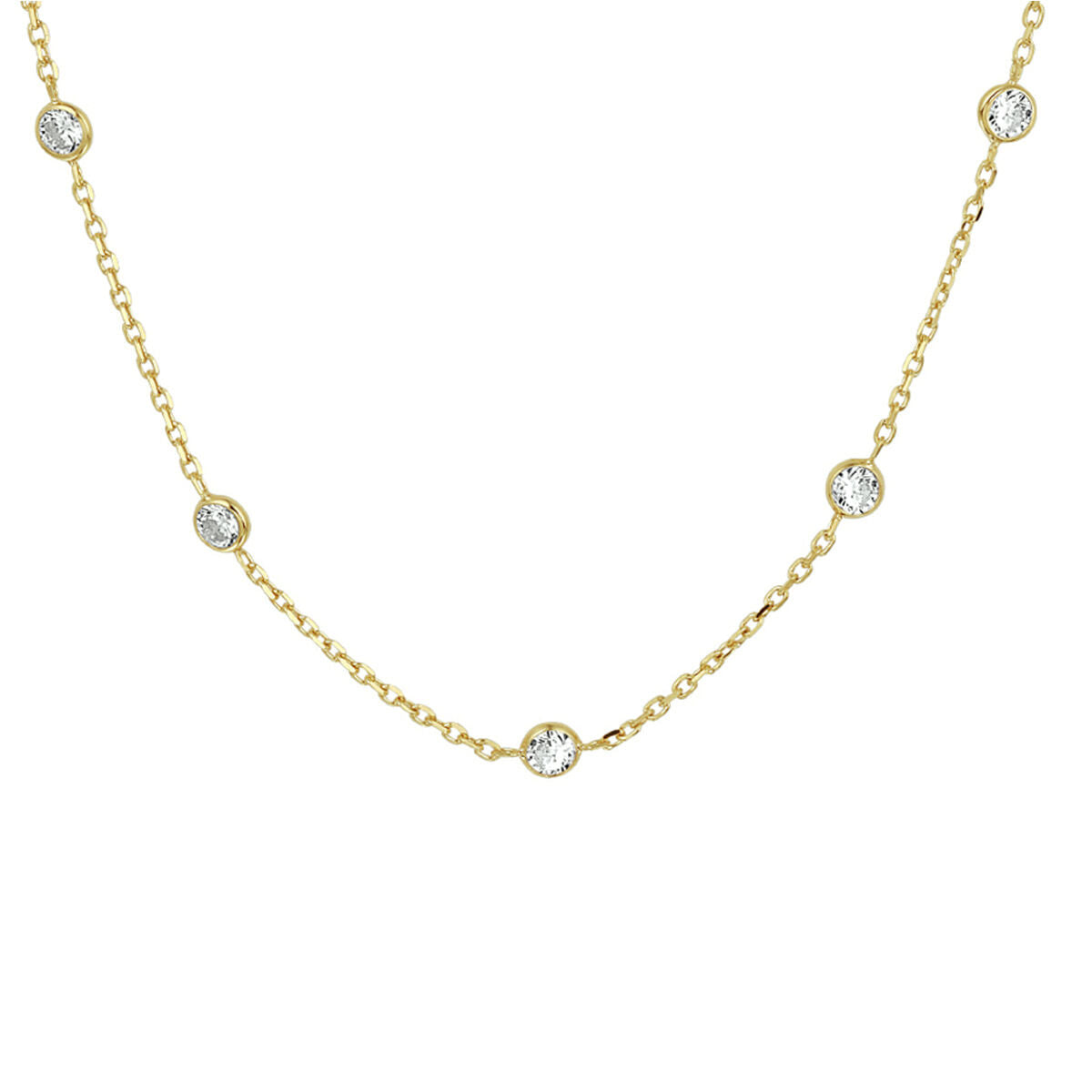 Fantasy Collection Collier zirkonia 40 + 4 cm 3 micron zilver verguld