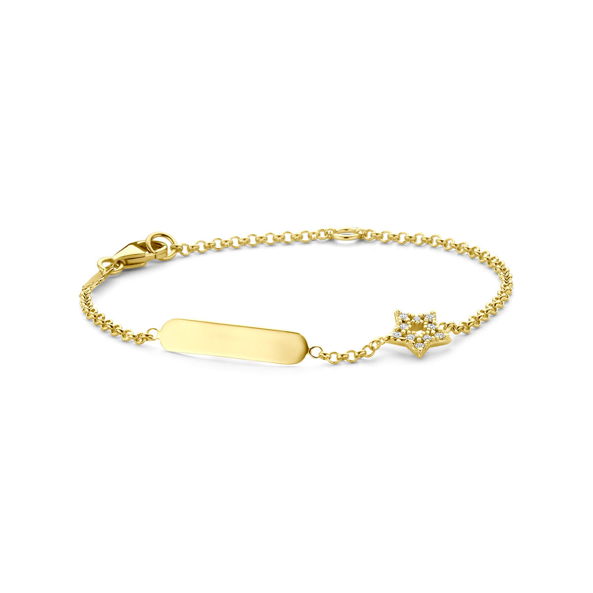 Fantasy Collection Graveerarmband ster zirkonia 11 - 13 cm 14K geelgoud