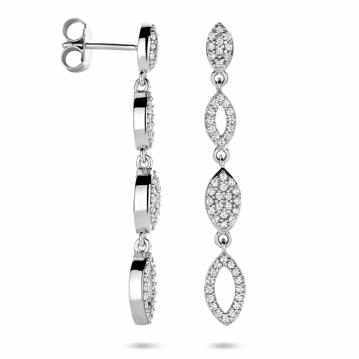 Fantasy Collection Hangende oorbellen zirkonia 39 mm zilver