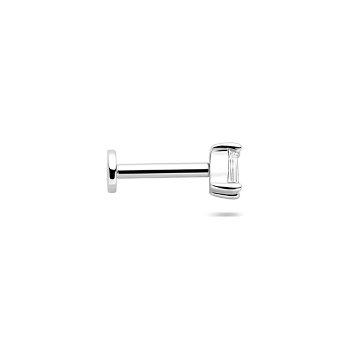 Zilveren gerhodineerde flat back piercing zirkonia 3,5 x 2,5 mm - 1340821