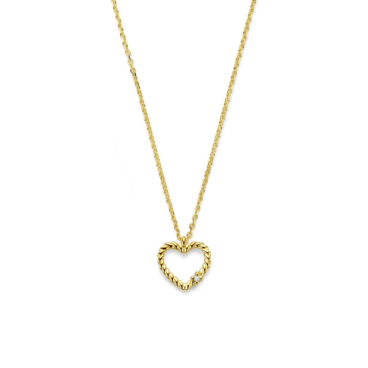 Fantasy Collection Collier hartje diamant 0.01ct h si 41 - 43 - 45 cm 14K geelgoud
