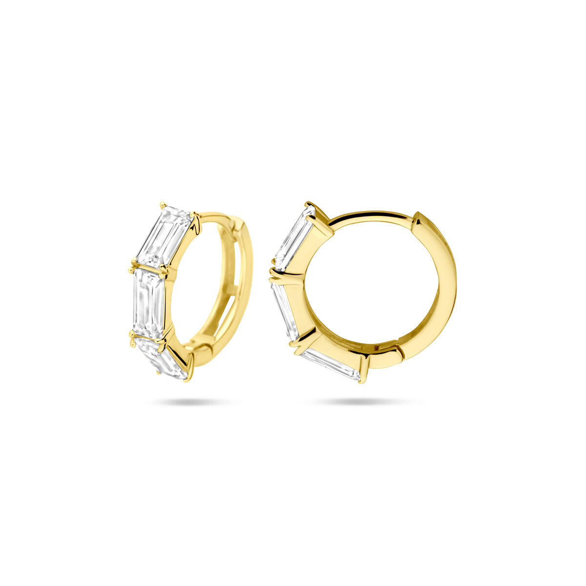 Zilveren vergulde geel klapoorringen zirkonia 15,5 mm 1 micron - 2104003