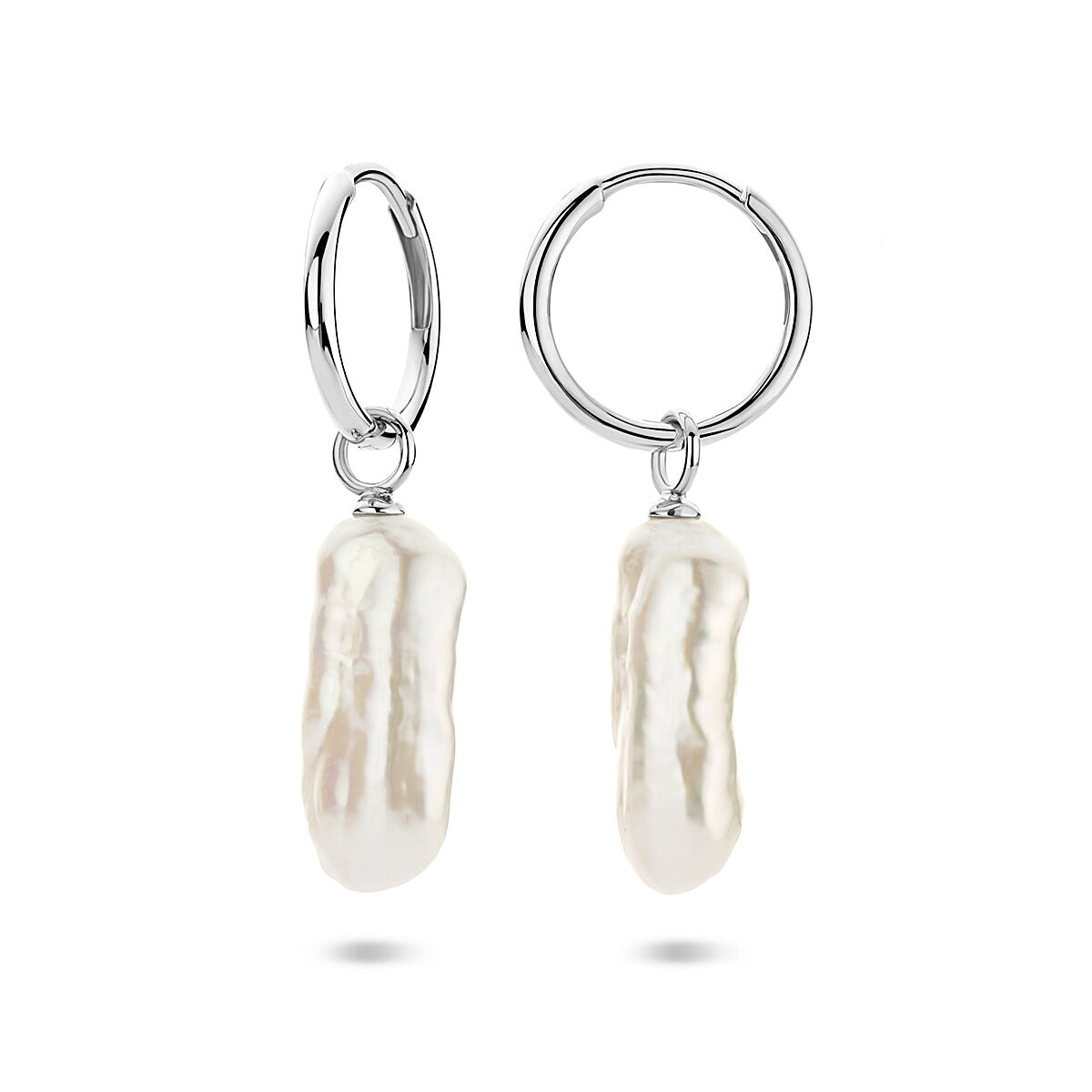 Zilveren gerhodineerde oorringen parel 38 mm - 1341868