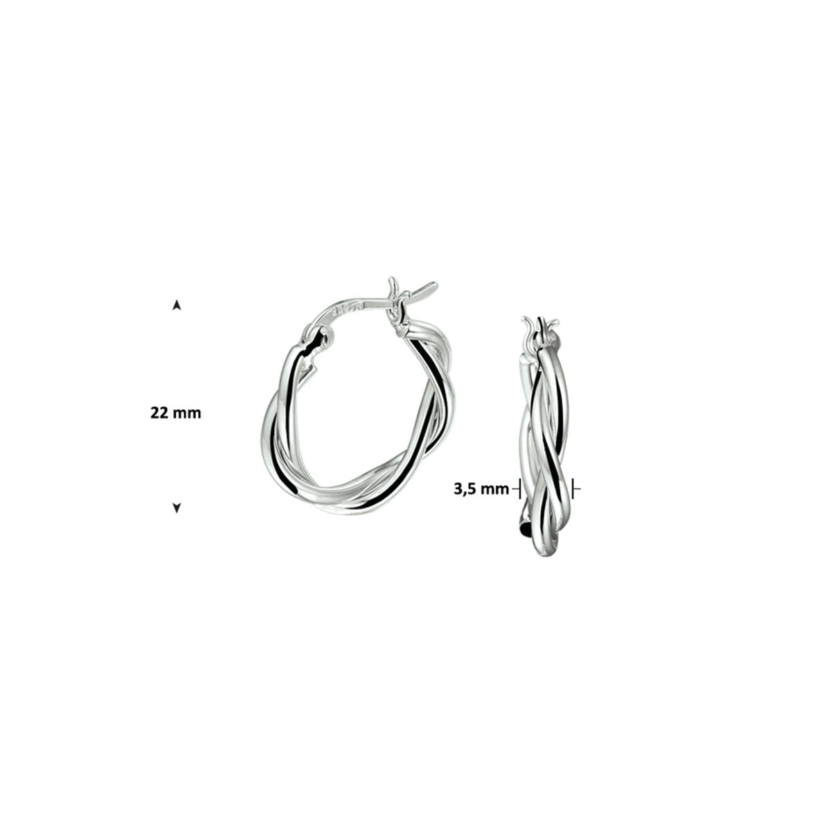 Fantasy Collection Oorbellen gedraaide buis zilver