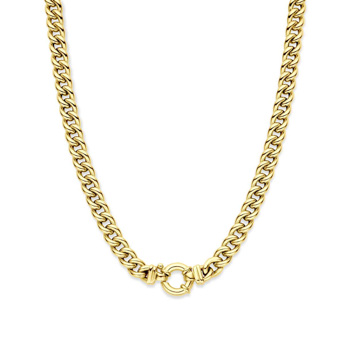 Fantasy Collection Collier gourmette 9 mm 45 cm met groot veerslot 14K geelgoud