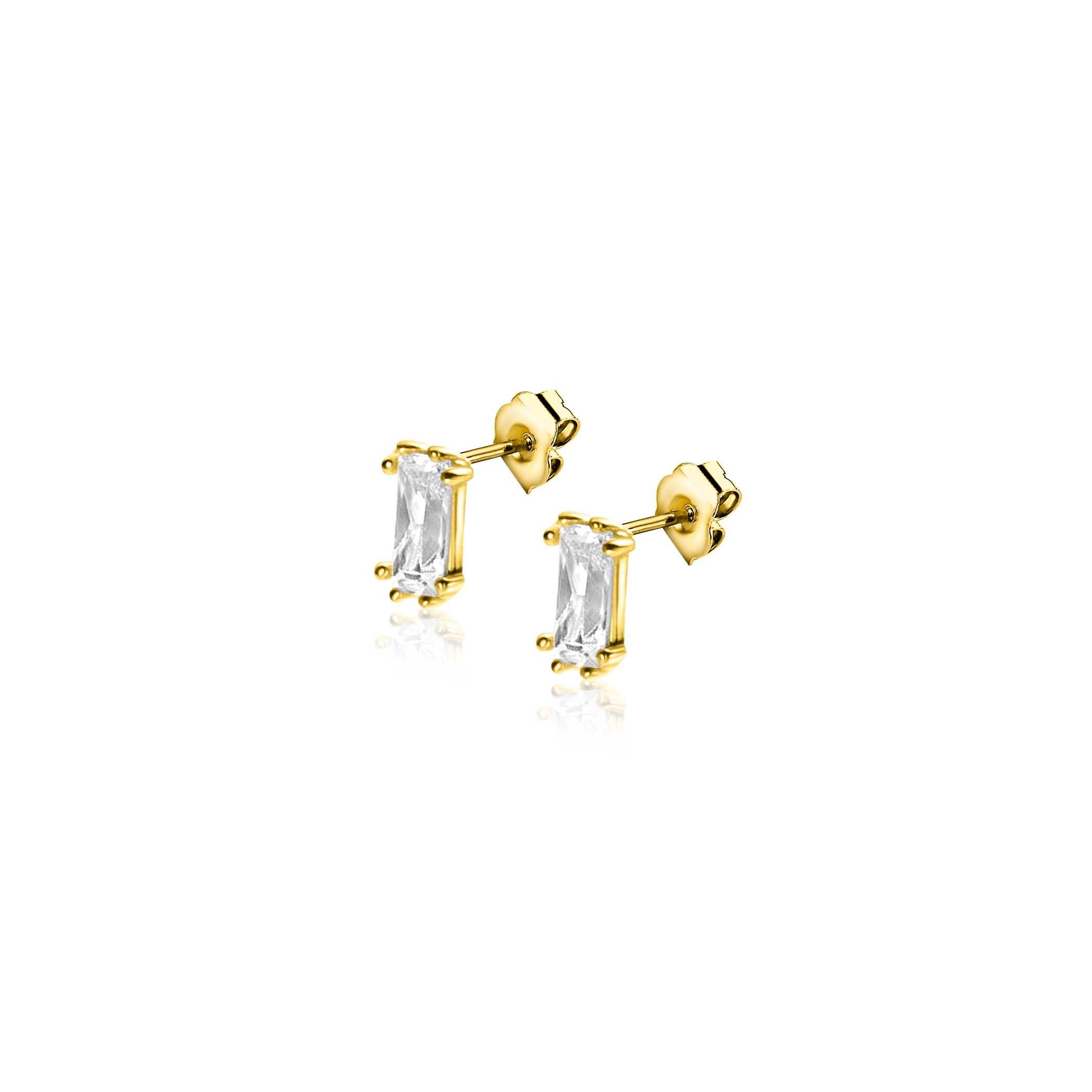ZINZI 14K Gouden Oorknoppen met Witte Zirkonia ZGO369 oorbellen