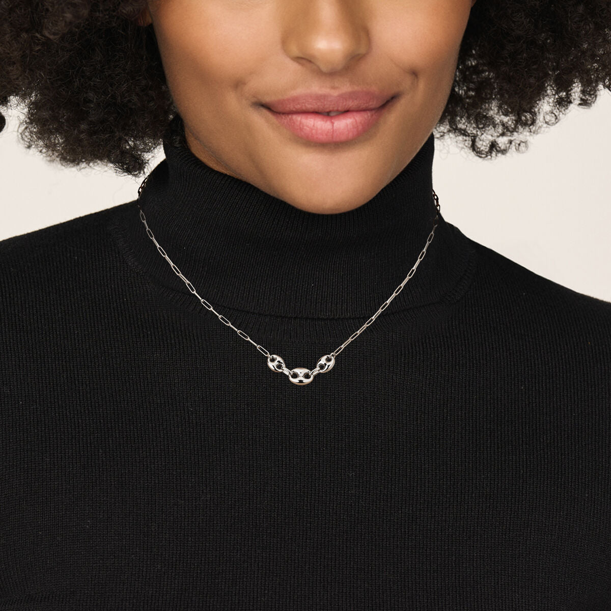 Fantasy Collection Collier koffieboon 41 + 4 cm zilver