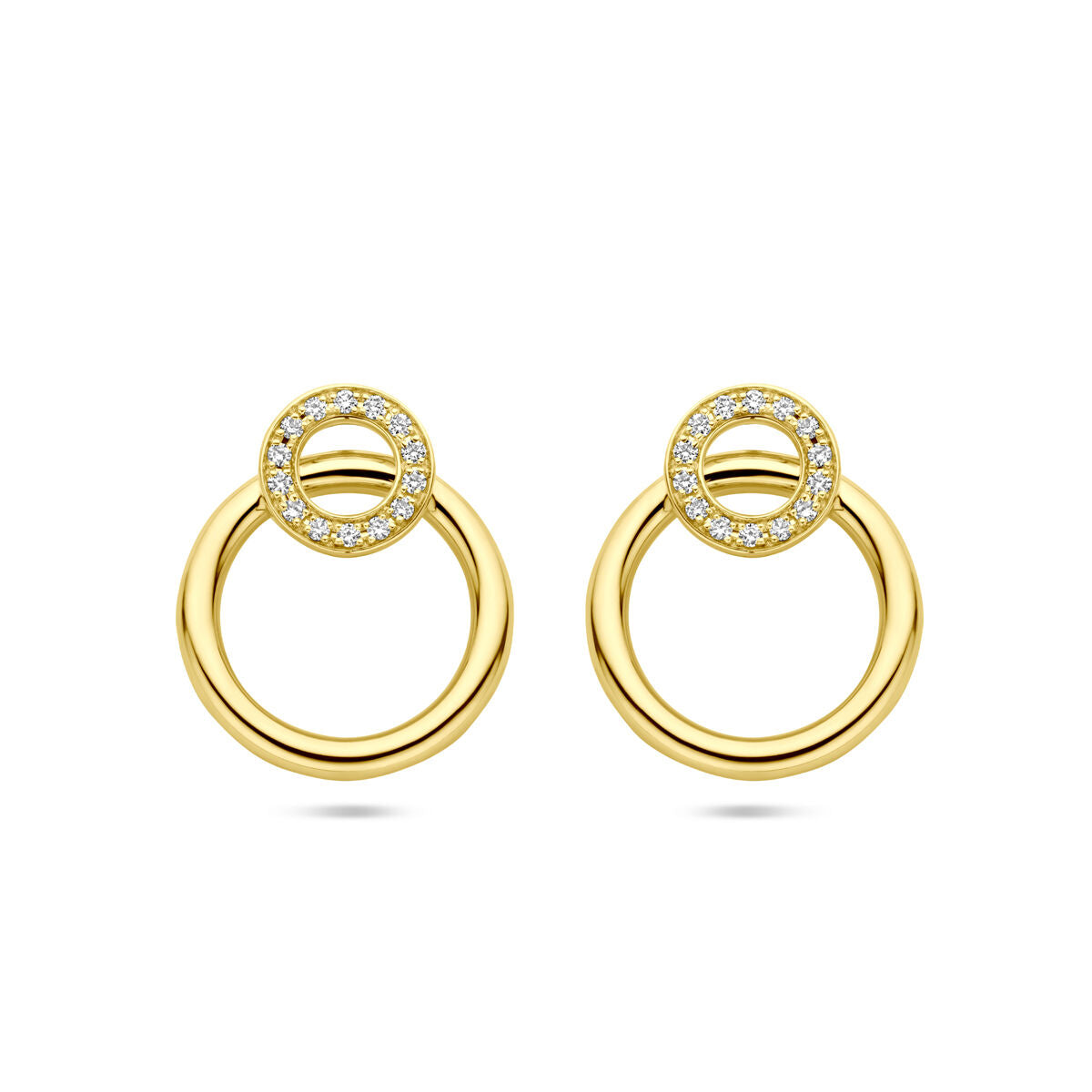 14K geelgouden oorknoppen diamant 0.11ct 2x 0.055ct h si 16 mm - 4033487