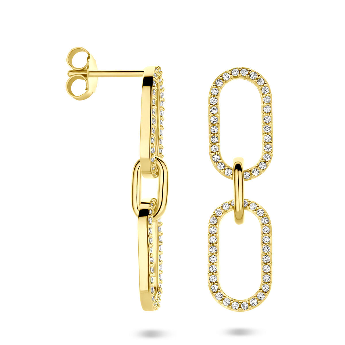 Zilveren vergulde geel oorhangers zirkonia 33 mm 1 micron - 2104030