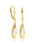 14K geelgouden oorhangers zirkonia brisur haak 33 mm - 4033655
