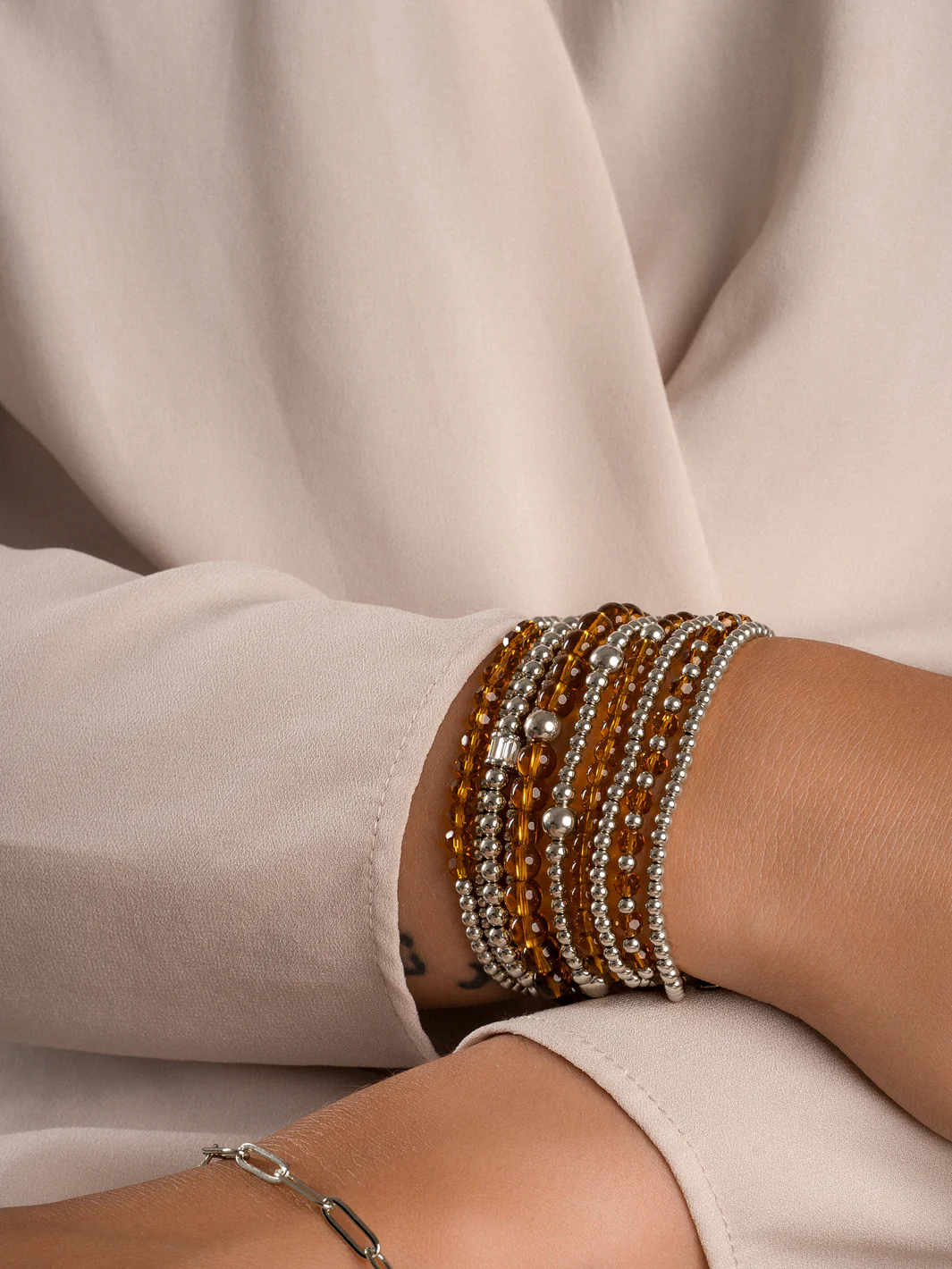 Sparkling Jewels Armband Citrien Kwarts SBG-GEM38-ADD-4MM Zilverkleurig