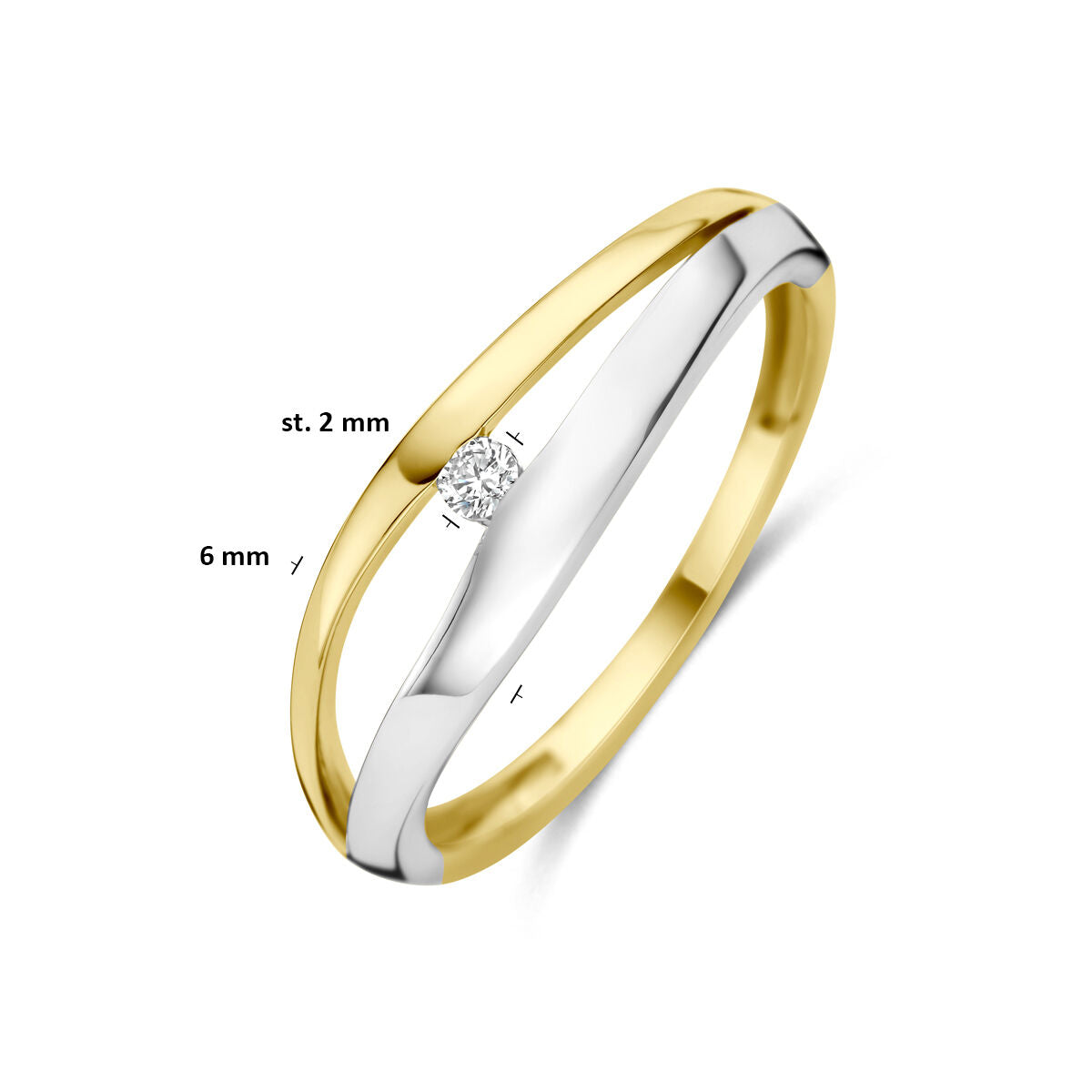Fantasy Collection Ring lab grown diamant 0.04ct f vs 14K bicolor goud
