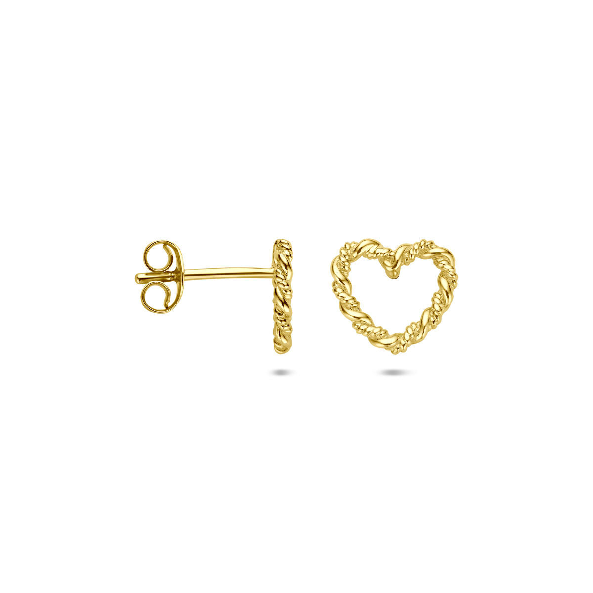 Fantasy Collection Oorbellen hartje gedraaid 8,5 mm 14K geelgoud