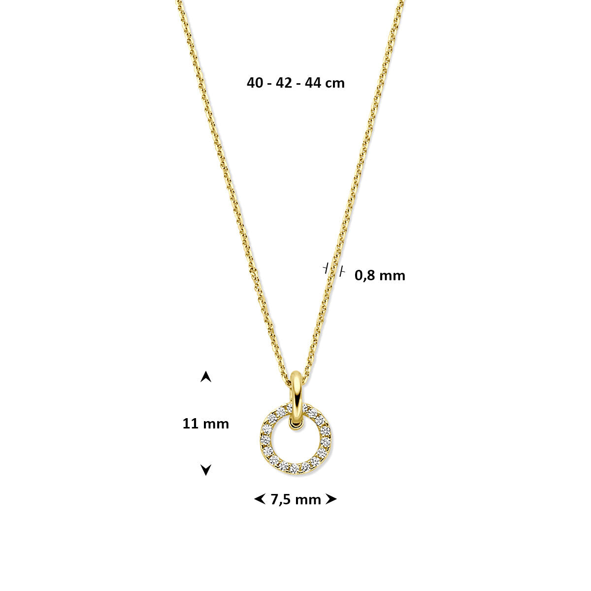 Fantasy Collection Collier zirkonia 40 - 42 - 44 cm 14K geelgoud