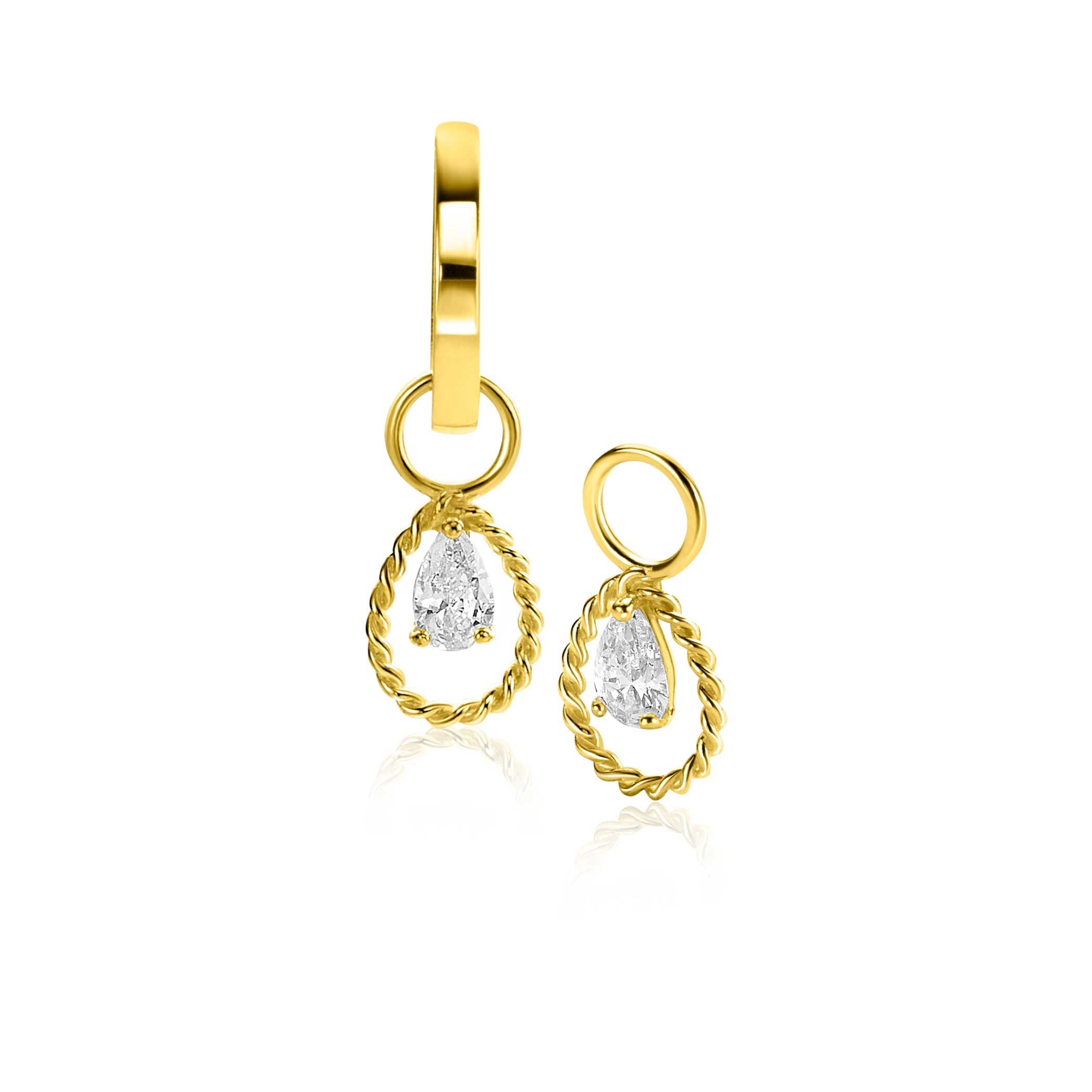 ZINZI 14K Gouden Oorbedels met Witte Zirkonia ZGCH478