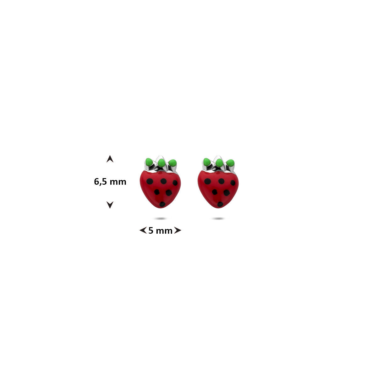 Zilveren gerhodineerde oorknoppen aardbei 6,5 mm - 1341855