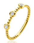 ZINZI Gold 14 krt gouden ring met bolletjes scheen en bezet met drie ronde witte zirkonia's in bolletjes zetting van 3mm ZGR309 - PansiteNederland.nl