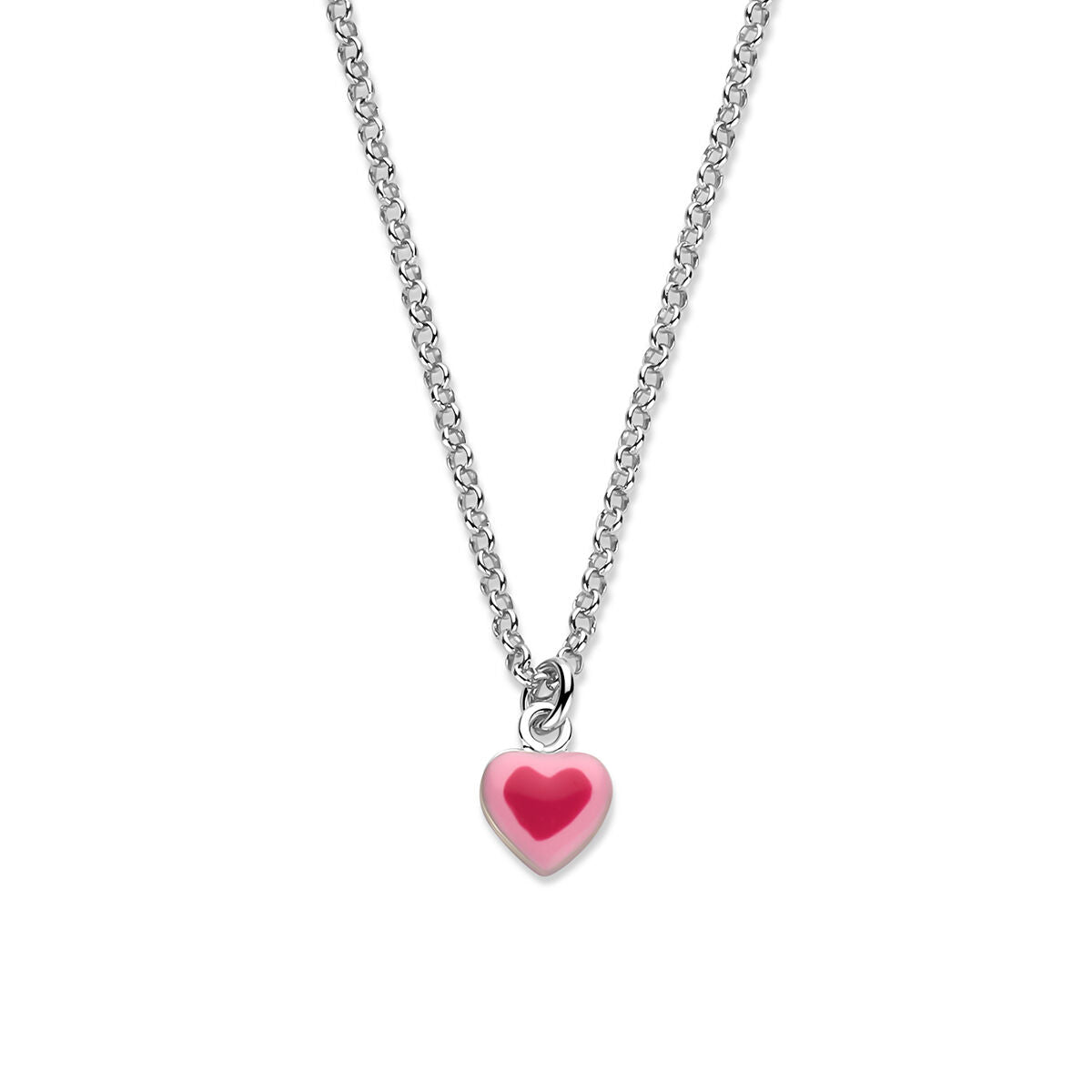 Fantasy Collection Collier emaille hartje 34 + 2 cm zilver