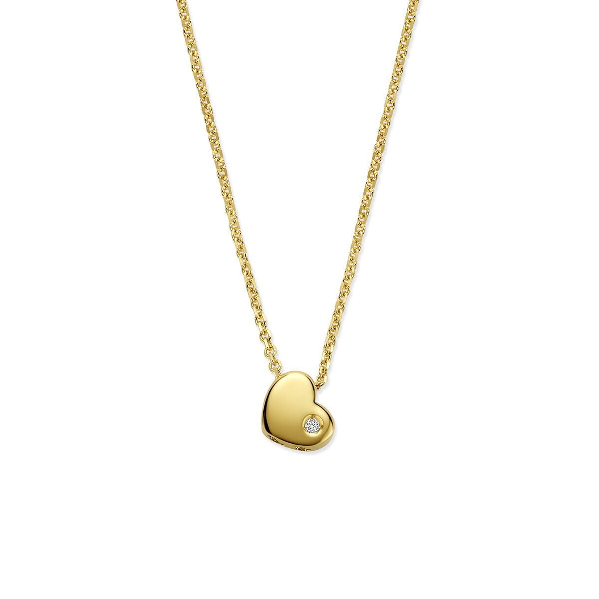 Fantasy Collection Collier hartje lab grown diamant 0.01ct g vs 36 - 38 - 40 cm 14K geelgoud
