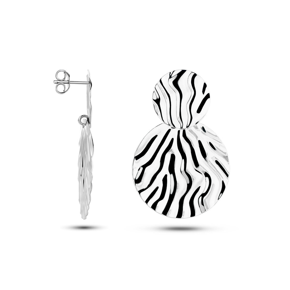 Fantasy Collection Hangende oorbellen reliã"f zilver
