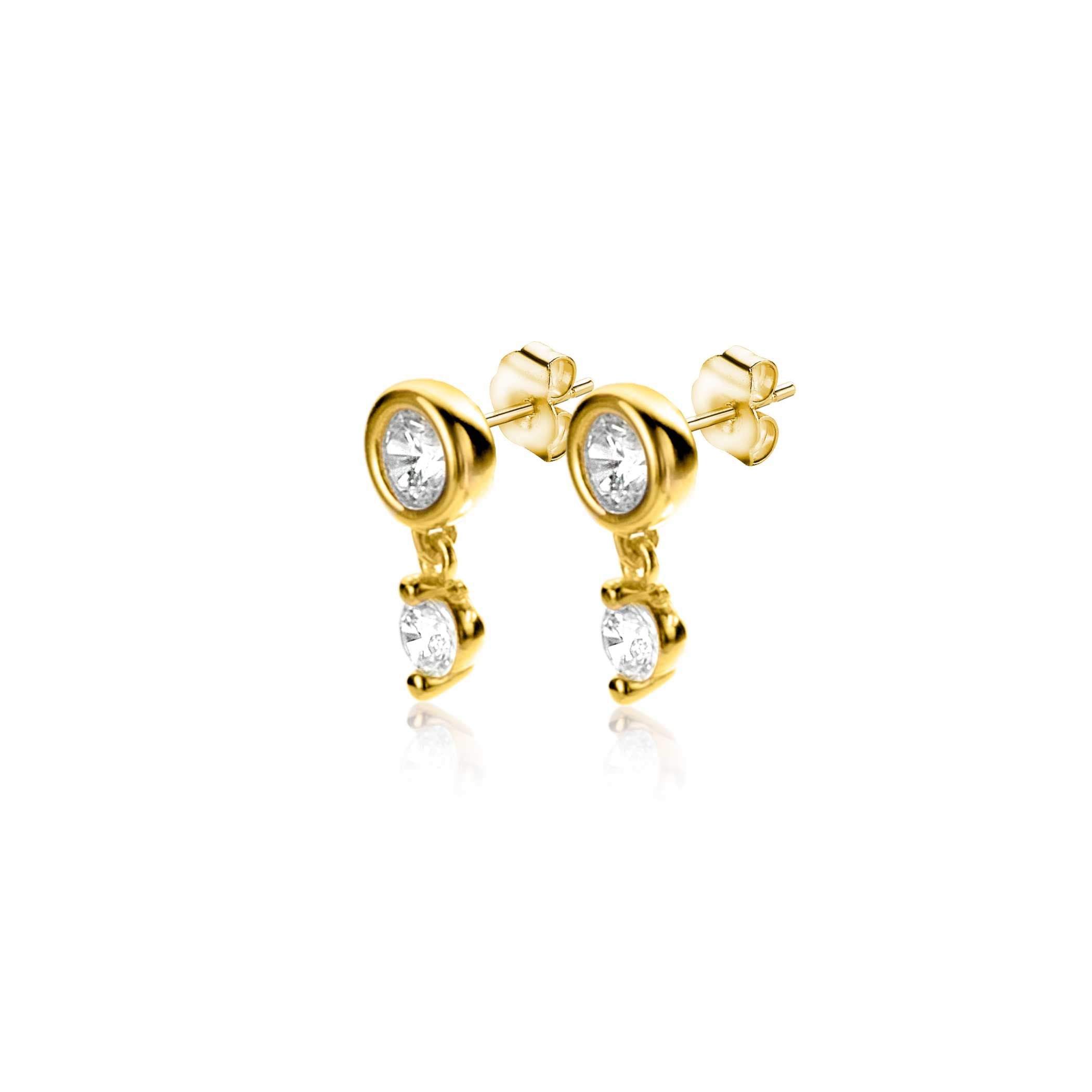 ZINZI 14K Gouden Oorknoppen met Witte Zirkonia ZGO371 oorbellen