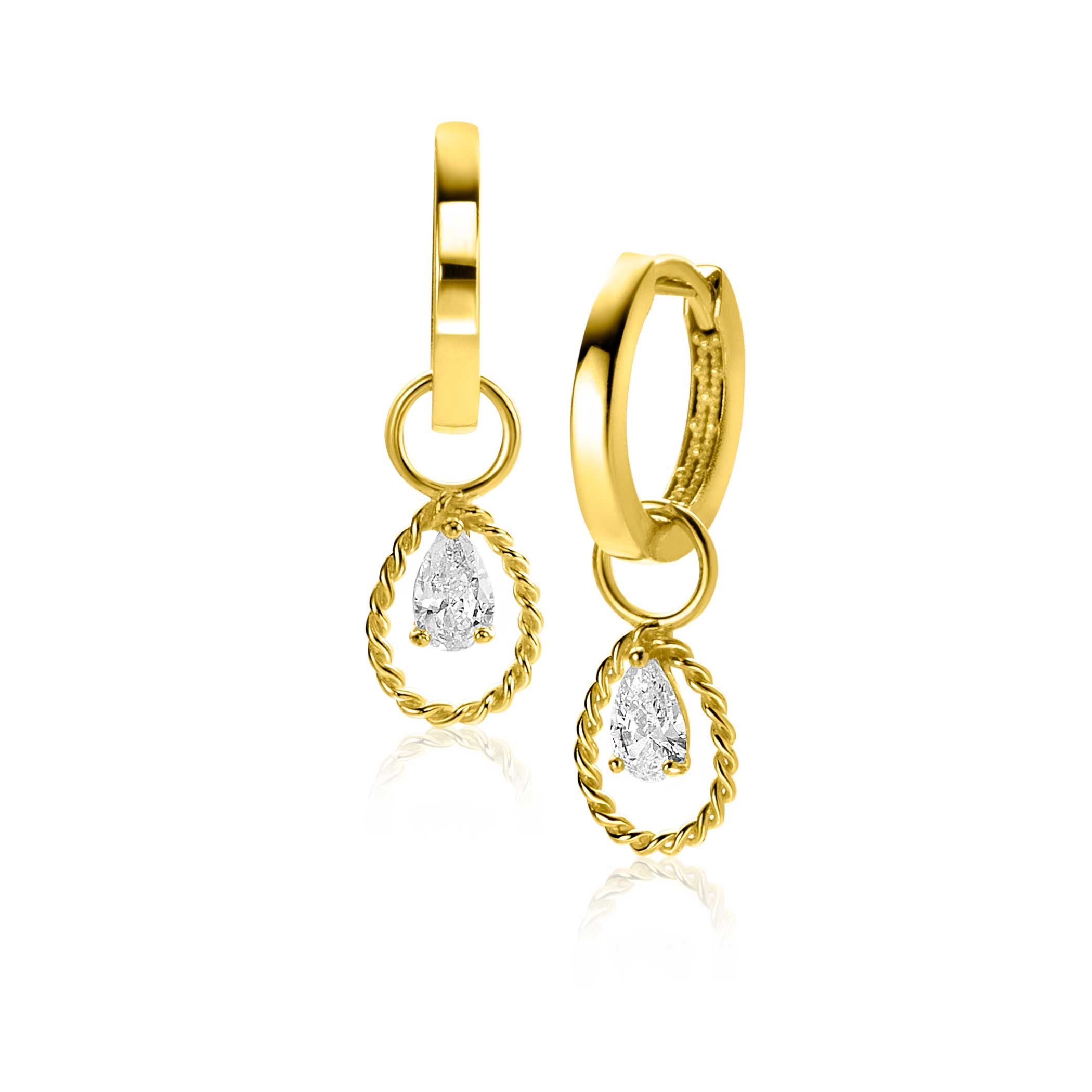 ZINZI 14K Gouden Oorbedels met Witte Zirkonia ZGCH478