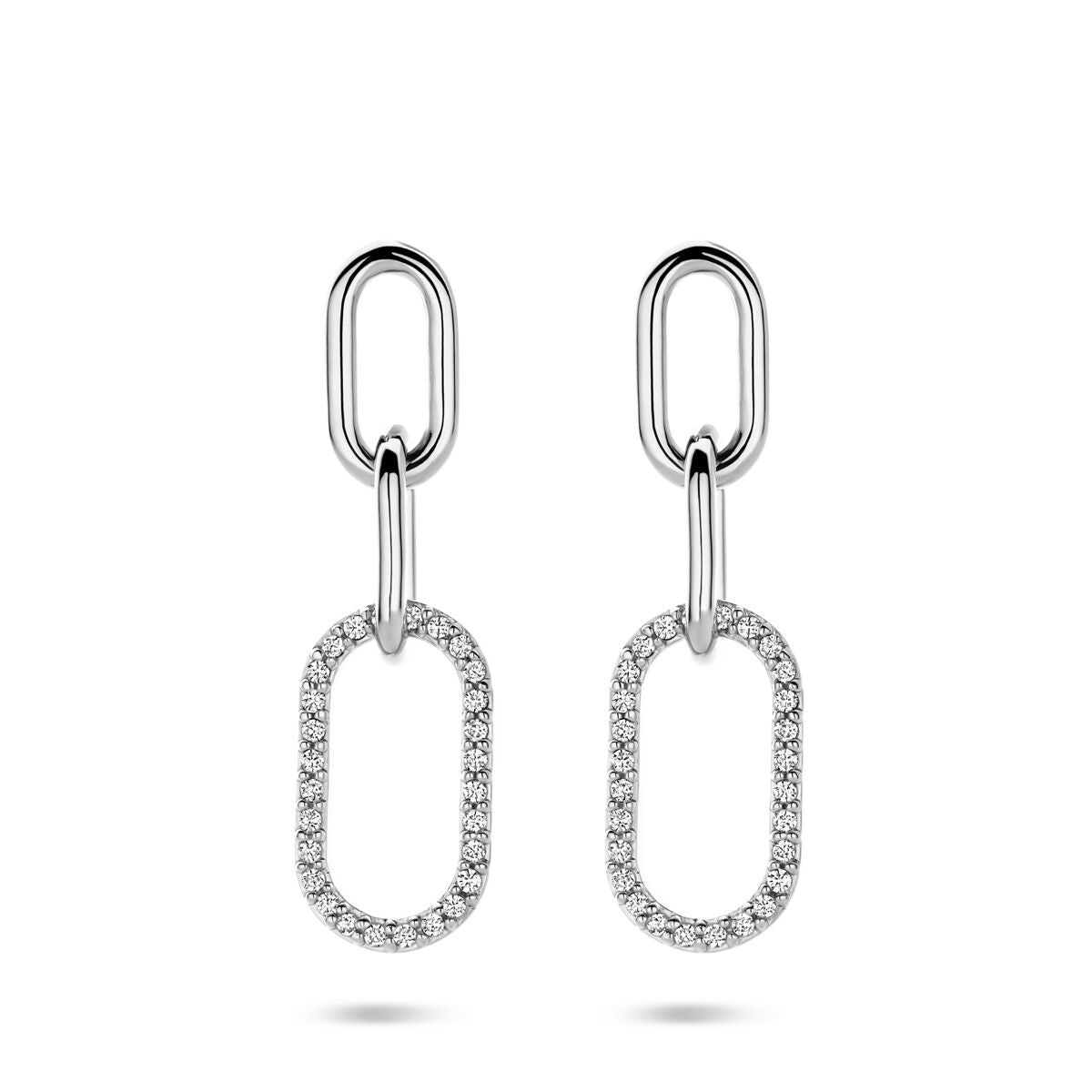 Zilveren gerhodineerde oorhangers zirkonia 30 mm - 1340972