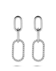 Zilveren gerhodineerde oorhangers zirkonia 30 mm - 1340972