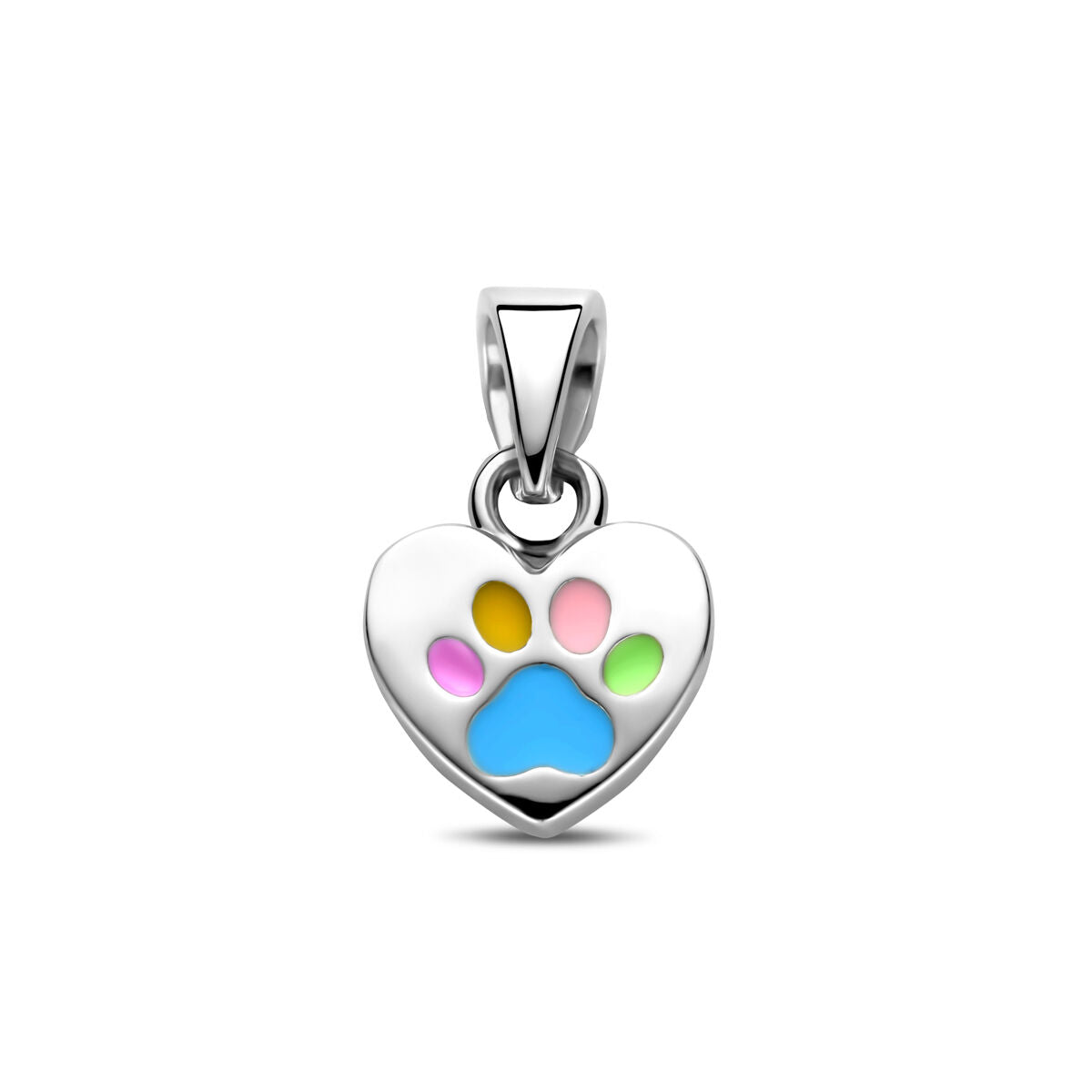 Fantasy Collection Hanger emaille hartje hondenpoten 13 mm zilver