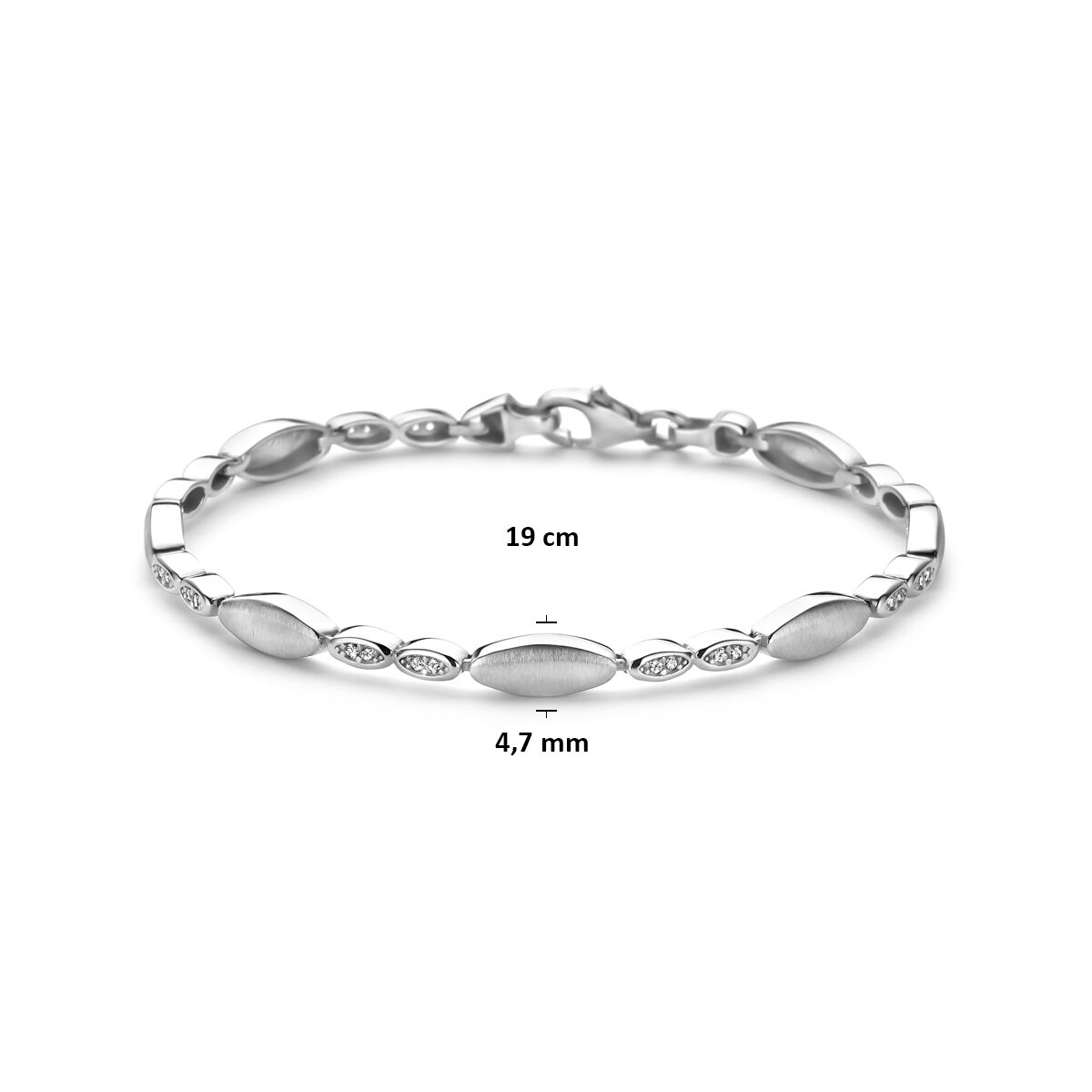 Fantasy Collection Armband zirkonia poli/mat 4,7 mm 19 cm zilver