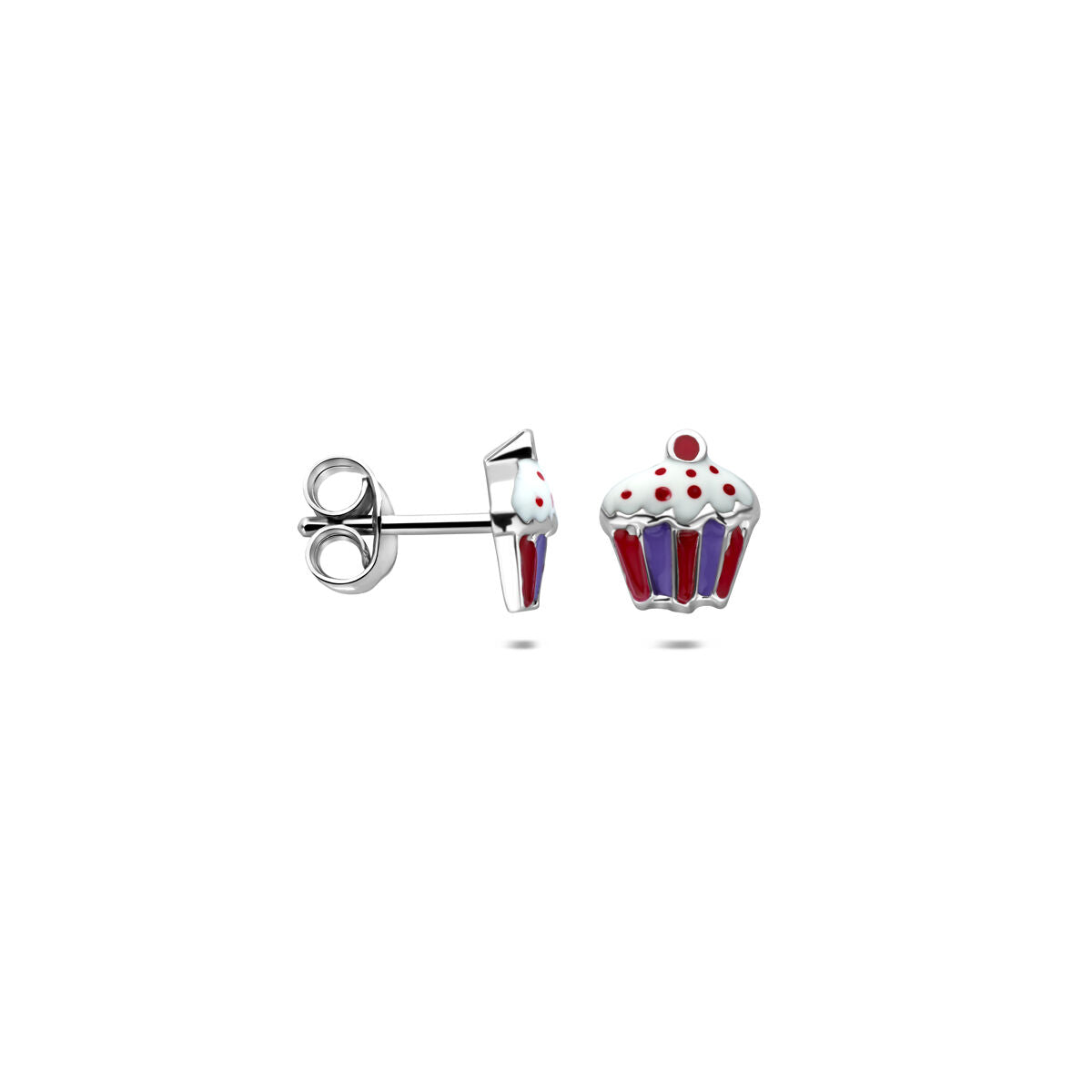 Zilveren gerhodineerde oorknoppen cupcake 7,5 mm - 1341853