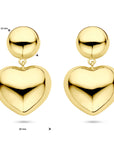 Zilveren vergulde geel oorhangers hartjes 32 mm 1 micron - 2104000