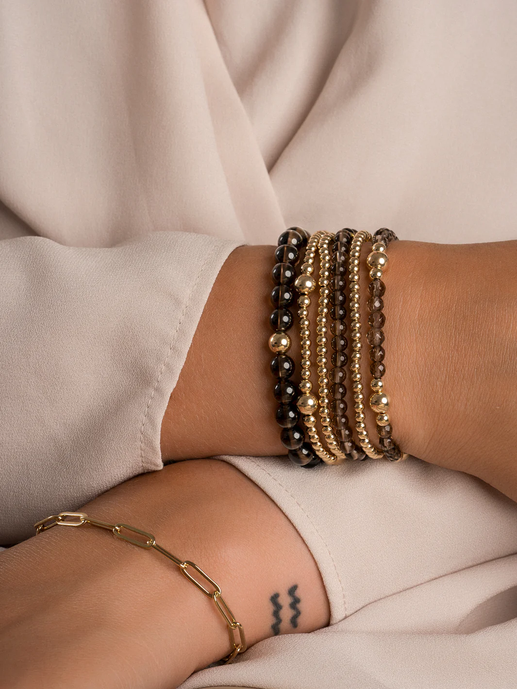 Sparkling Jewels Armband Rookkwarts SBG-GEM23-ADD-6MM Goudkleurig