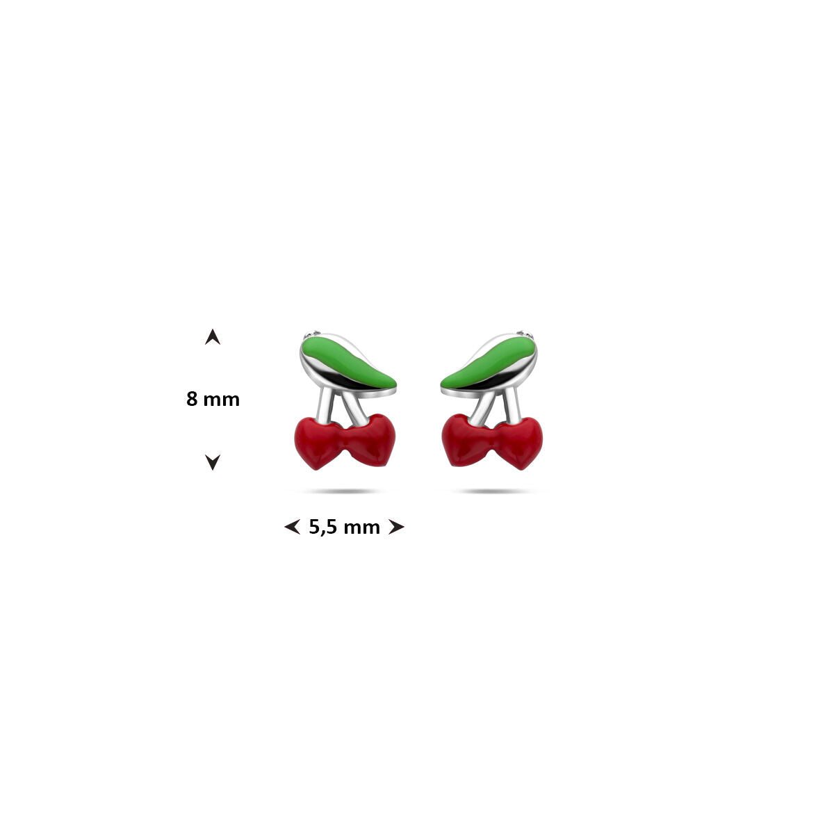Zilveren gerhodineerde oorknoppen kersen 8 mm - 1341857