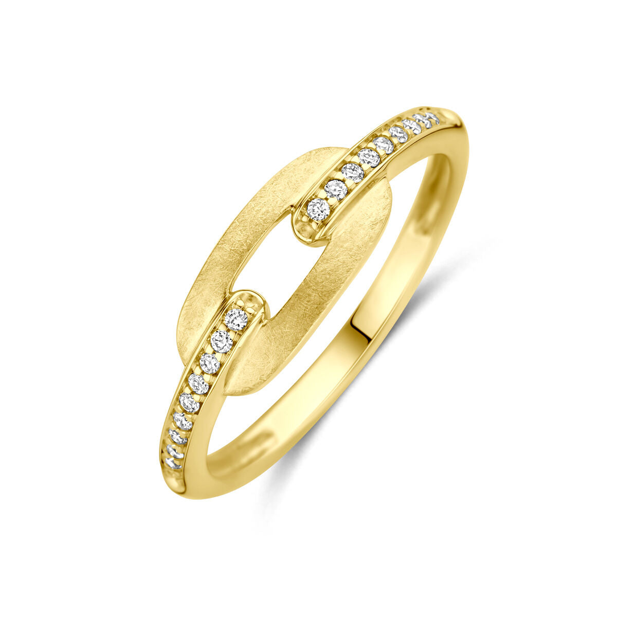 Fantasy Collection Ring poli/mat diamant 0.08ct h si 14K geelgoud