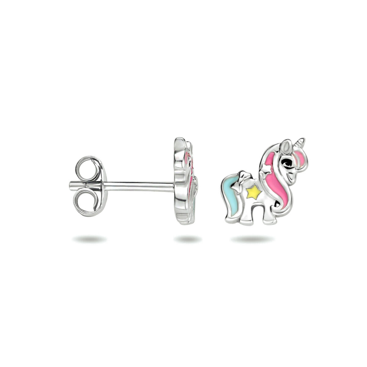 Fantasy Collection Oorbellen emaille eenhoorn zilver