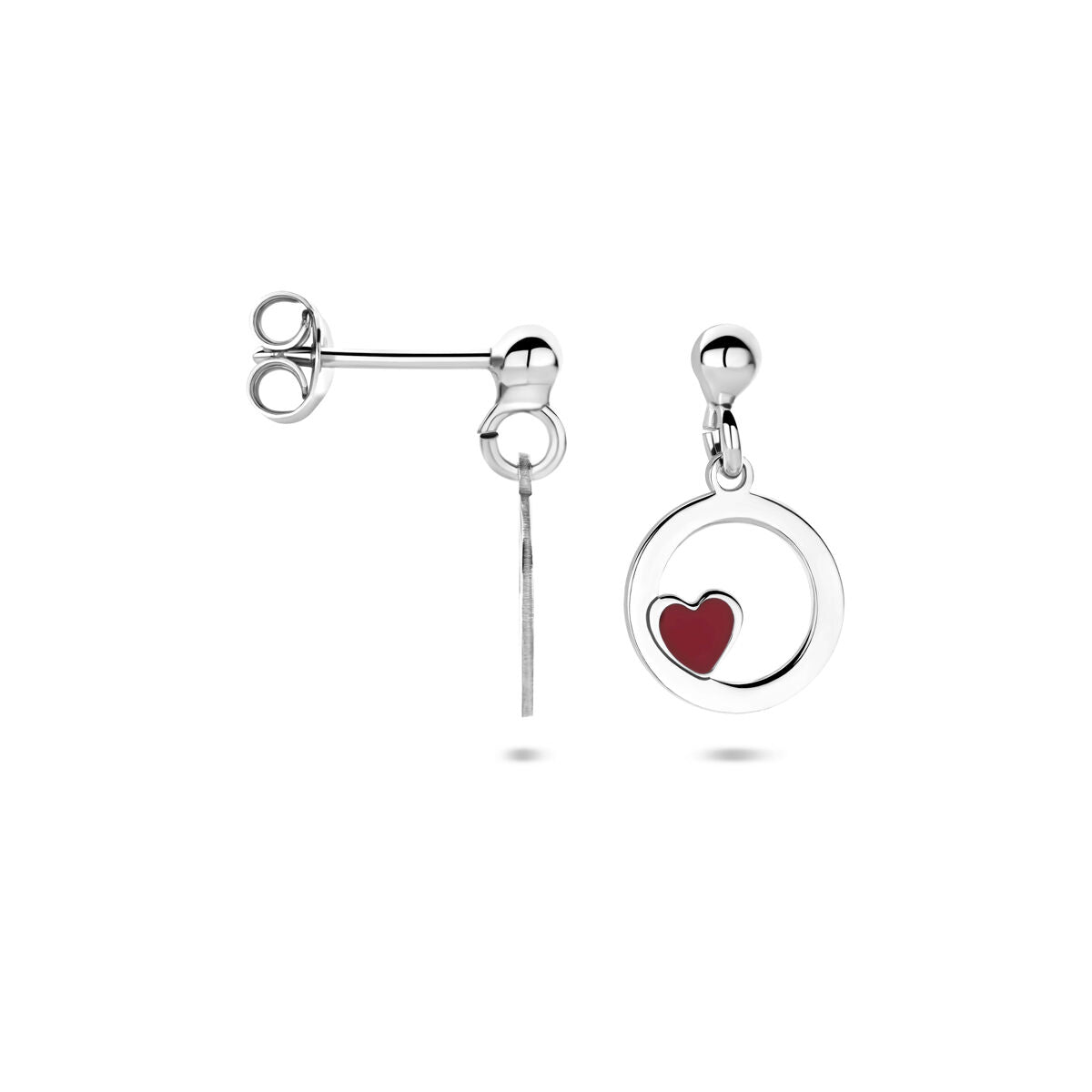 Zilveren gerhodineerde oorhangers hartje 17 mm - 1341862