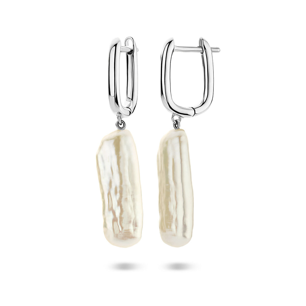 Zilveren gerhodineerde klapoorringen parel 38 mm - 1340984